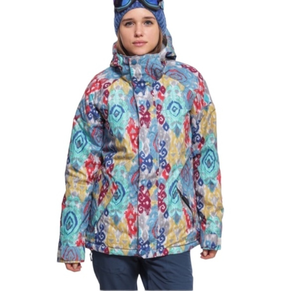 BURTON RADIANT Kazbah Insulated Hood Snowboard Jacket Multicolor Print Small Ski
